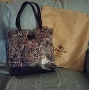 Patricia Nash feather paisley leather tote